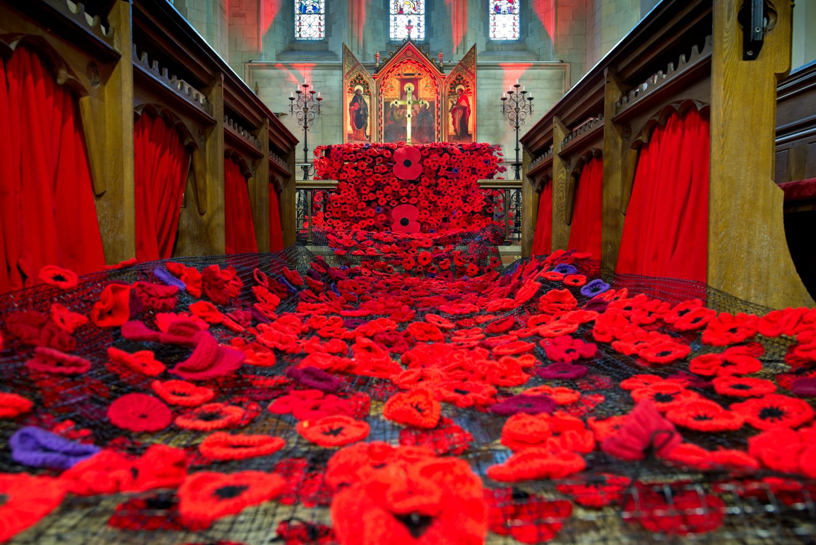 Poppies in church